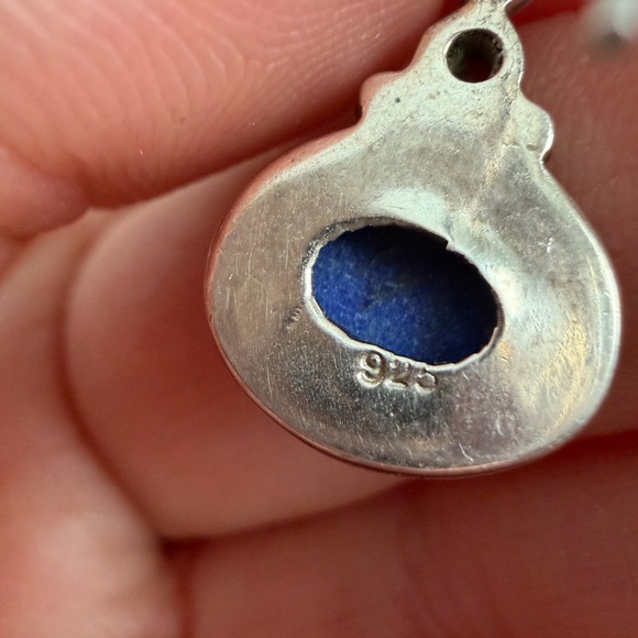 Sterling Silver Lapis Lazuli and Garnet Earrings - Picture 4 of 4